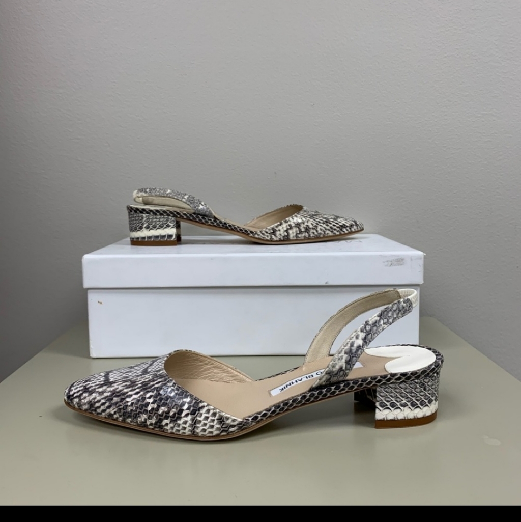 Manolo Blahnik Black And Lizard Sandals